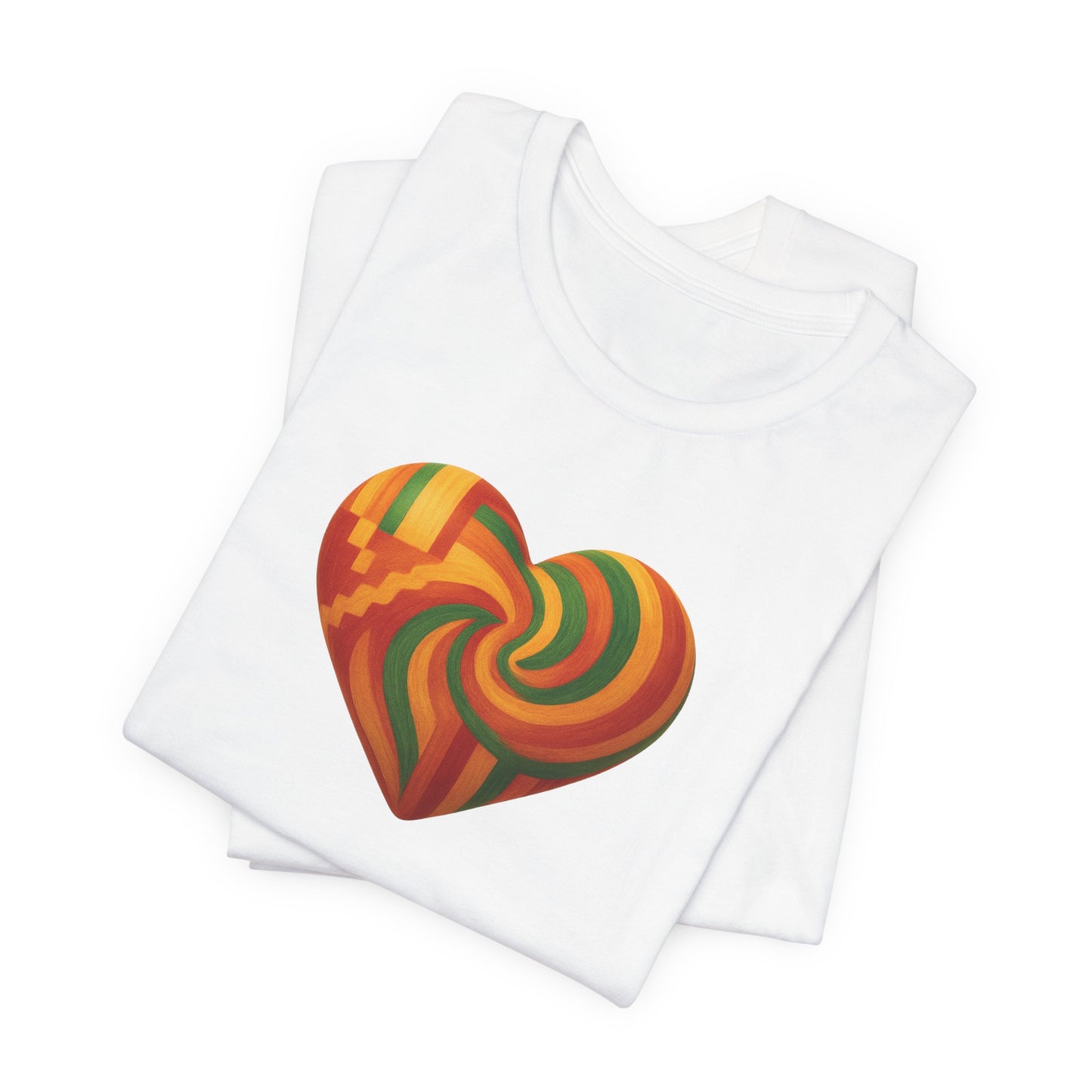 Kente Heart Tee Shirt Vibrant African Heritage Design Celebrating Black Love, Culture Pride in Bold Gold, Red & Green Gift Tshirt