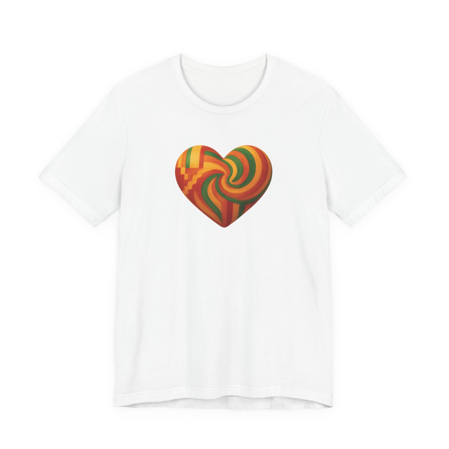 Kente Heart Tee Shirt Vibrant African Heritage Design Celebrating Black Love, Culture Pride in Bold Gold, Red & Green Gift Tshirt