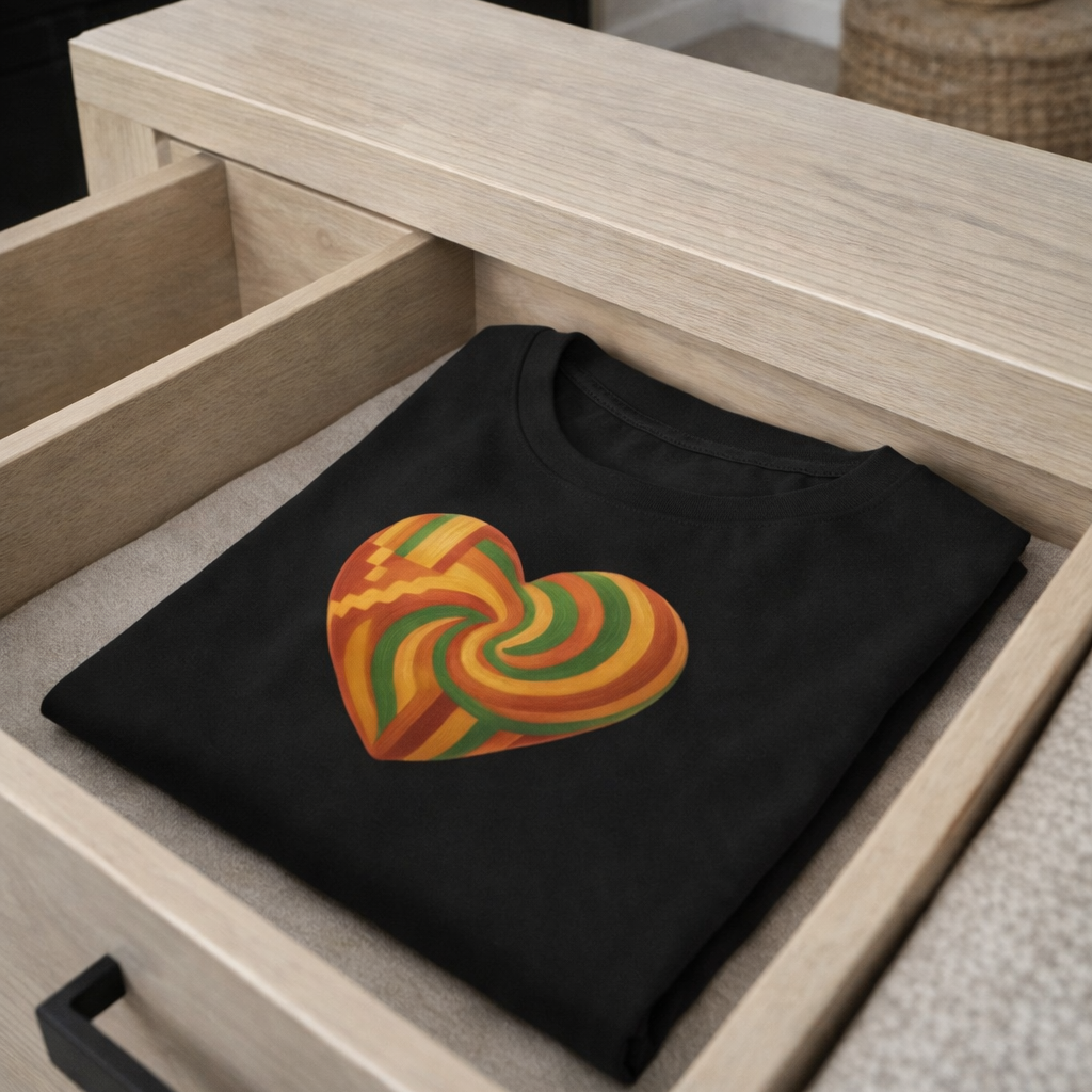 Kente Heart Tee Shirt Vibrant African Heritage Design Celebrating Black Love, Culture Pride in Bold Gold, Red & Green Gift Tshirt
