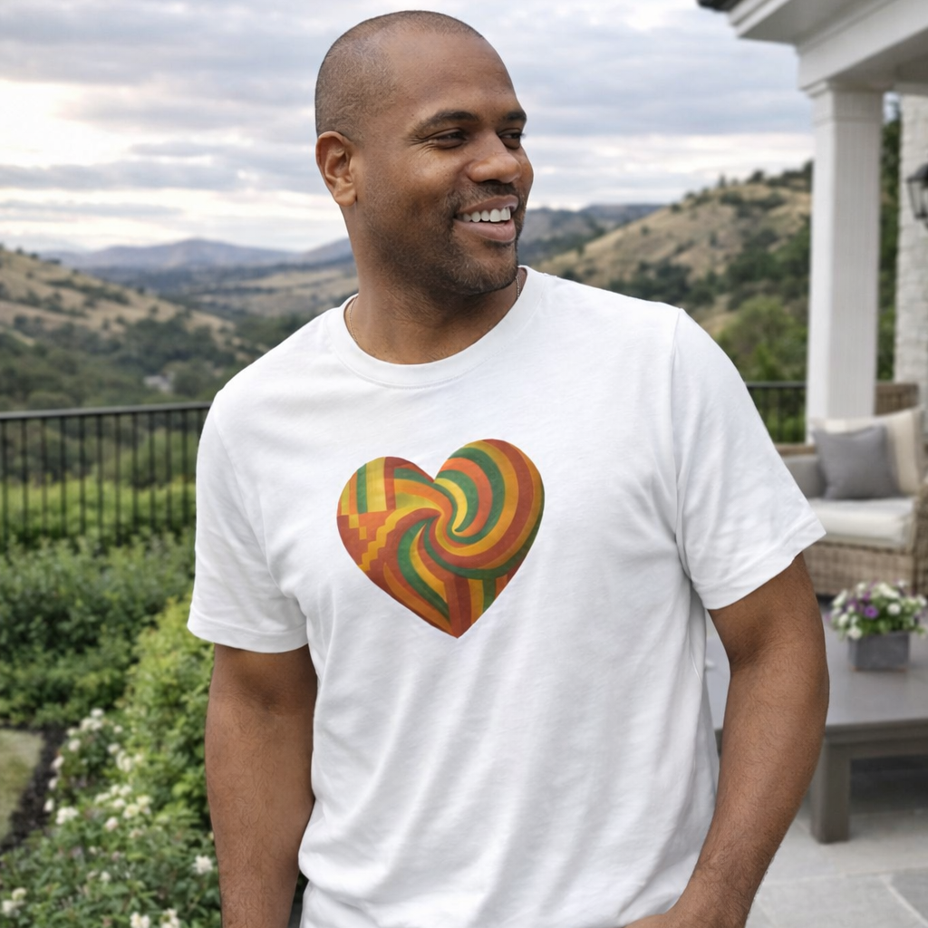 Kente Heart Tee Shirt Vibrant African Heritage Design Celebrating Black Love, Culture Pride in Bold Gold, Red & Green Gift Tshirt