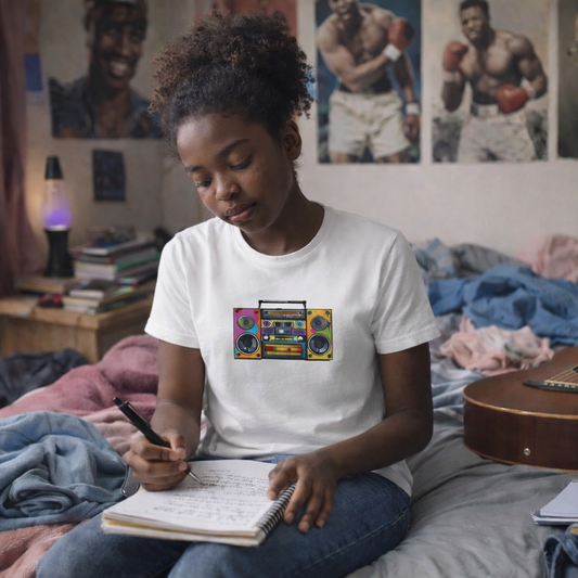 Experience the Beat Street Anthem tee where speakers pulse with hip hop's soul. Vintage meets future, graffiti vibes, bold colors ignite