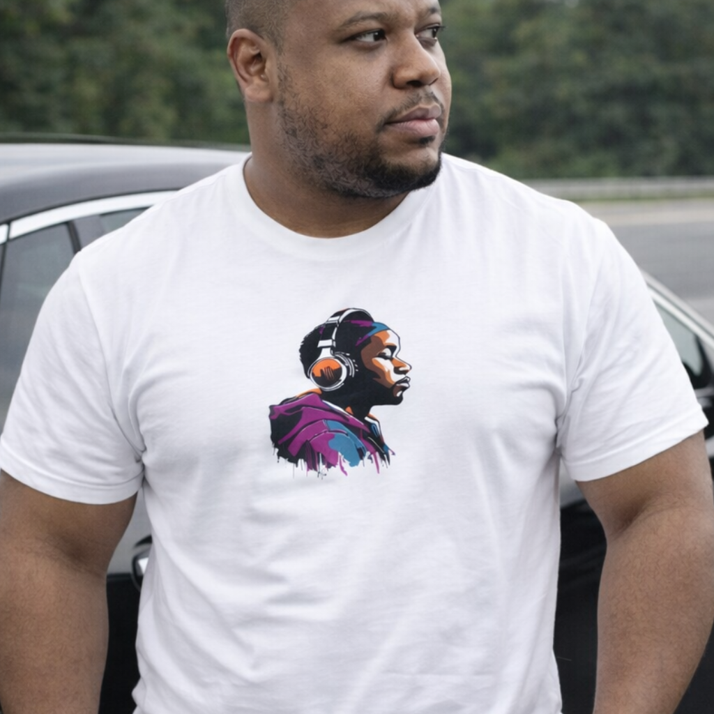 Get the Beat Blast tee Hip hop headphone journey, classic to wireless. Heart of the streets, graffiti and vibes droppin'. Wear the beat.