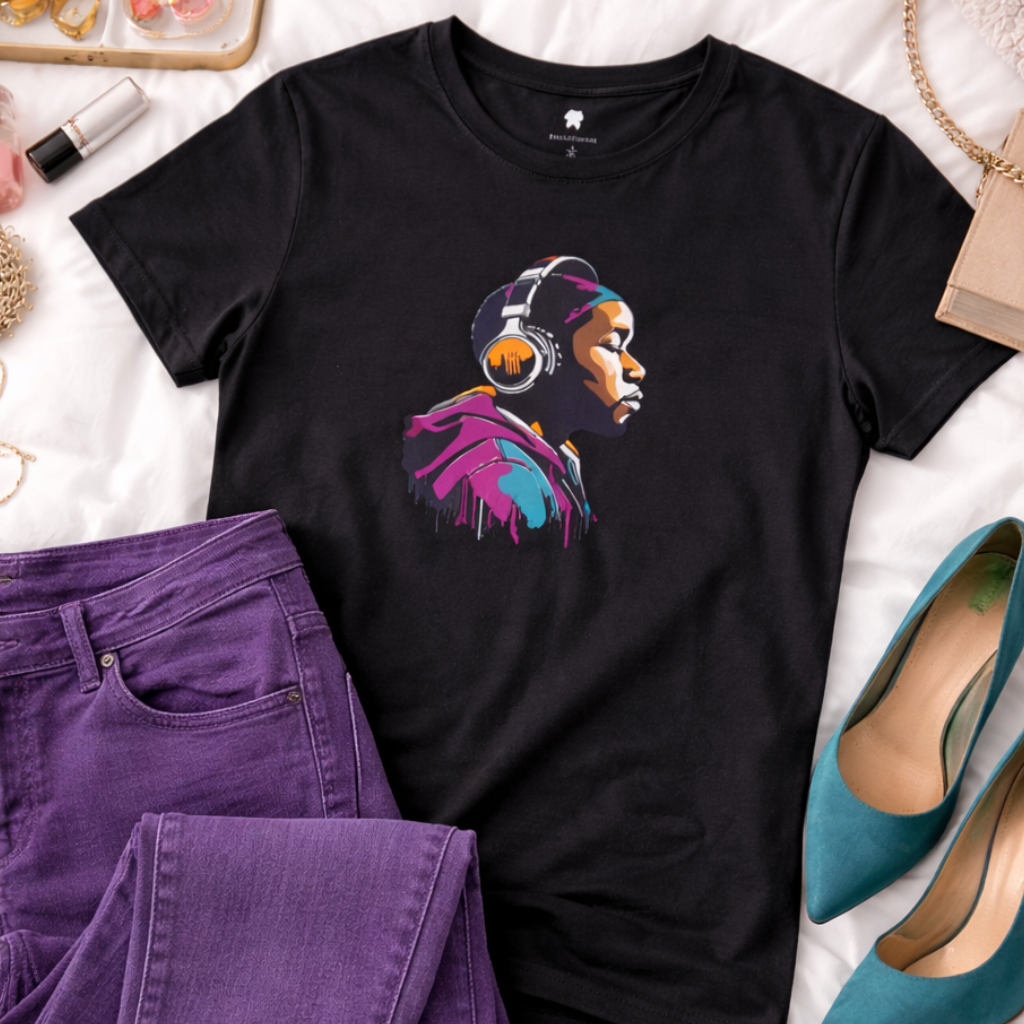 Get the Beat Blast tee Hip hop headphone journey, classic to wireless. Heart of the streets, graffiti and vibes droppin'. Wear the beat.