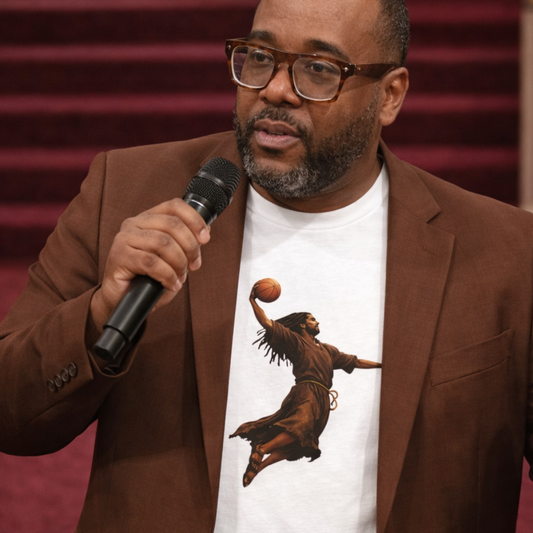 Faith meets hang time when Jesus rises, the Kingdom dunks. Hoops, hope, and holy confidence in one bold tee.