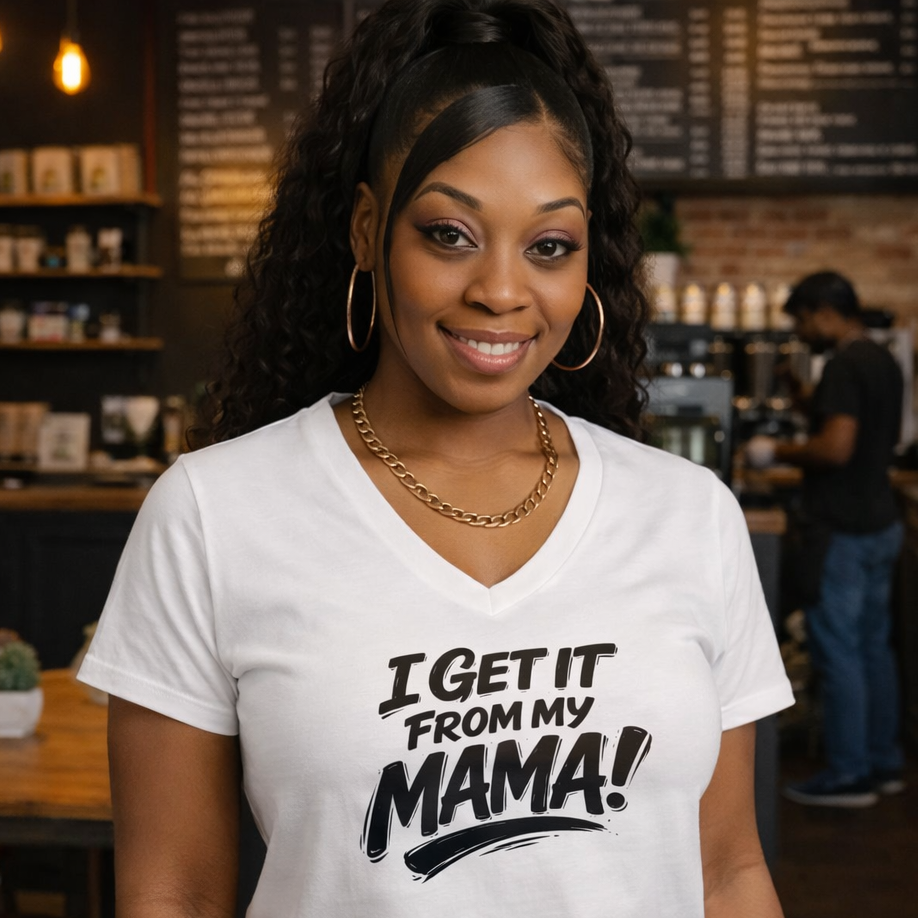 I Get It From My Mama TShirt Mothers Day Gift Tee Confidence and Culture Statement Shirt