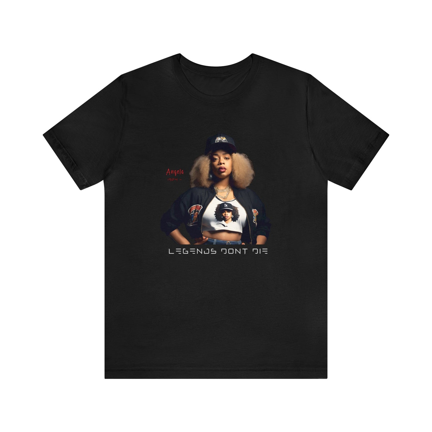 Legends Don't Die tee a fusion of history and style fierce Angela Davis Hip Hop gear resilience empowerment embrace black history with style